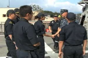 Republic of Singapore Navy Officers Tour USS Freedom