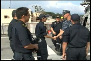 International Officers Get a Tour and Overview of USS Freedom