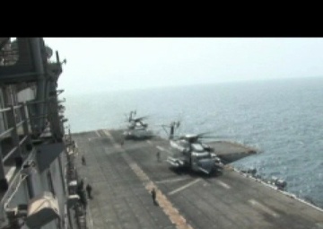 CH-53E Sea Stallion Prepares to Take Off On Board USS Peleliu LHA5