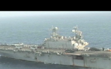 MH-53 Takes Off Aboard USS Peleliu