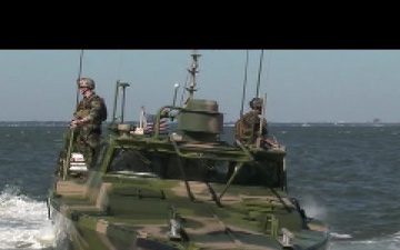 The Riverine Command Boat Practices Maneuvers