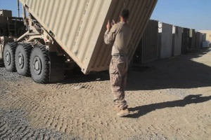 Marines Work with Storage Containers