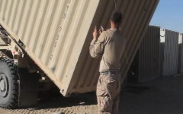 Marines Work with Storage Containers