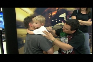 Carlos Mencia visits troops at March ARB