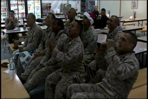 1st MLG Marines Watch Christmas Football Game