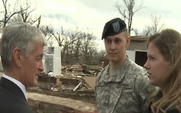 Secretary of the Army Tours the Homes of Soldiers Displaced by the EF3 Tornado