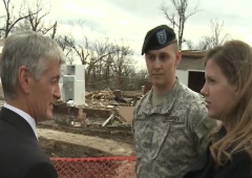 Secretary of the Army Tours the Homes of Soldiers Displaced by the EF3 Tornado