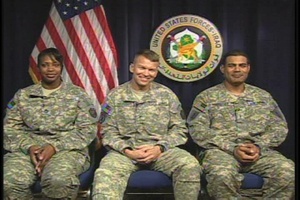 Brig. Gen. Jeffrey Buchannan, Warrant Officer Jose Rodriguez, Sgt. 1st Class Kamali Artiz