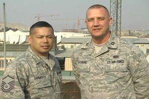 Master Sgt. Rojas Sarmiento and Capt. Kevin Pritchard, Super Bowl Shot Out