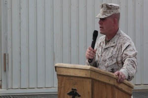 Brig. Gen. Joseph L. Osterman Talks at 1st Marine Division's 70th year Anniversary.