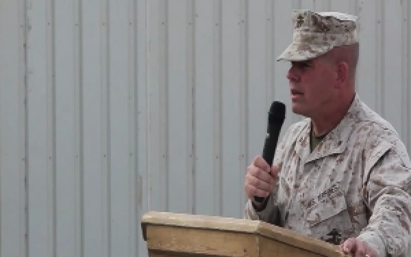 Brig. Gen. Joseph L. Osterman Talks at 1st Marine Division's 70th year Anniversary.