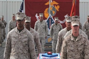 Marines and sailors celebrate the 1st Marine Division's 70th Anniversary