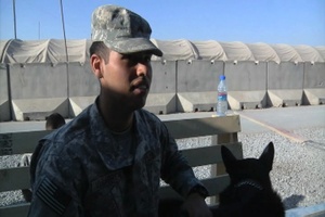 Soldier and Canine Never Far Apart