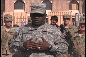 Command Sgt. Maj. Hill Visits Troops at COP Charkh
