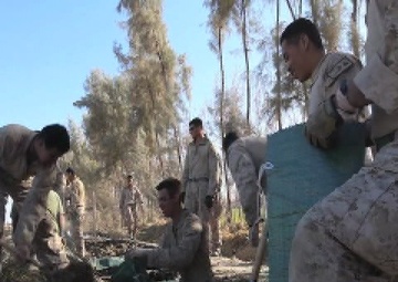 1st CEB working with Sand Bags