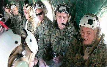 Gov. Calvo and Guam Senators Tour Ride in Marine Corps CH-46