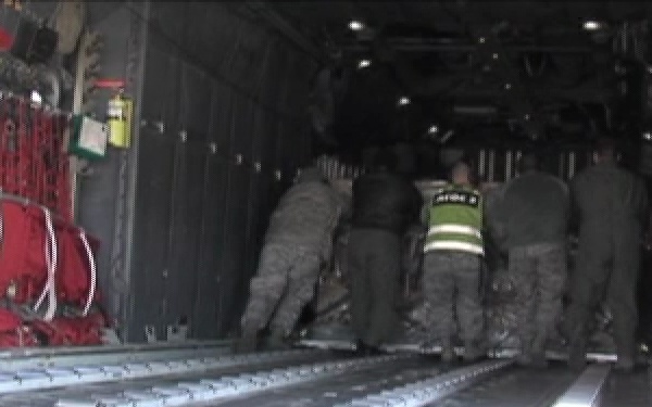 Loading Water Pallets at Yokota