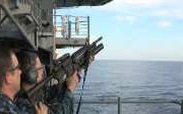 USS George H.W. Bush Sailors Shoot M203 Rifle