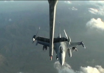 U.S. Air Force F-16 Gets Aerial Refueld by U.S. Air Force KC-10