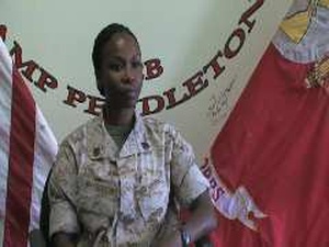 A Marine Faculty Advisor at Corporals Course Participates in Interview
