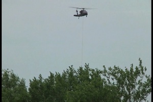 Missouri Guard blackhawk drops sand bags package