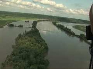 Broll of Missouri River From Black Hawk Helicopter