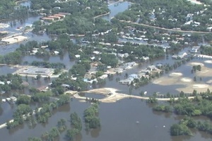 Aerial View of Minot, North Dakota Flooding
