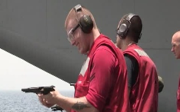 USS George H.W. Bush Sailors M9 Pistol Training