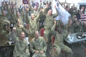 Live Shot of Troops Watching Women's World Cup Final for ESPN