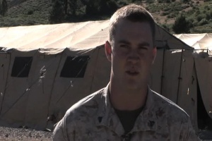 Marine from 3rd Force Reconnaissance Battalion conducts and interview