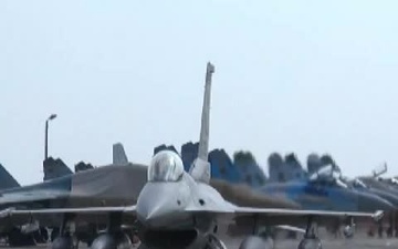 ANG F-16 Taxis by Ukrainian SU-27 and MIG-29