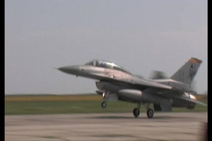 US Air National Guard F-16 comes in for landing