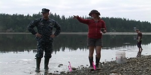 Sailors Help Seed Clams on Indian Island, Wash.