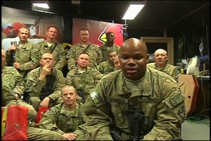 Live Shot of Troops Watching St. Louis Cardinals