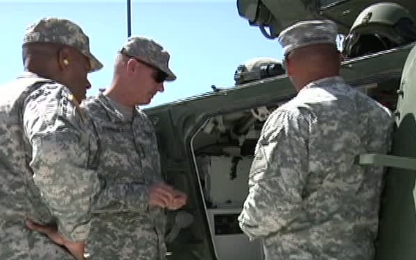 VIP visits 1-1 AD's Mobile Gun System at Range near Fort Bliss, Texas