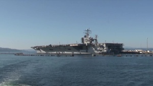 USS Abraham Lincoln Pulling in to Everett, Wash. for the Last Time