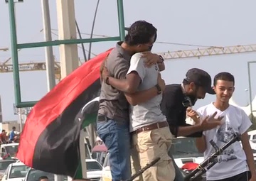 Celebration on Gaddafi Death - Broll