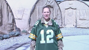 Air Force Master Sgt. Jennifer Evans shoutout to the Green Bay Packers