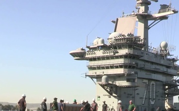 Contractors Set Up Bleachers on the USS Carl Vinson