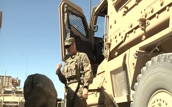 MRAP Convoy Getting Ready And Loading