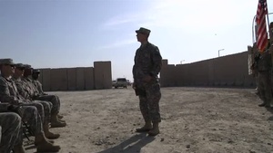 CSM Kelley Talks to his Soldiers Before Leaving Iraq