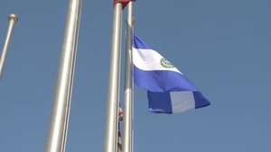 El Salvador Flag Raising Ceremony Camp Eggers - BRoll