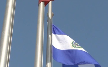 El Salvador Flag Raising Ceremony Camp Eggers - BRoll