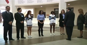 Secretary of Defense visits high school