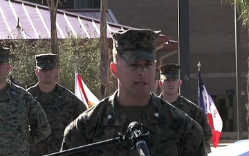 Lt. Col. Terry Johnson, Commanding Officer of 1st Battalion, 5th Marine Regiment, Speaks at Navy Cross Ceremony