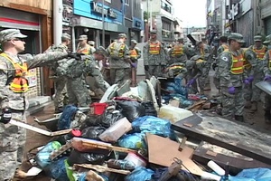1BCT Flood Cleanup in Dongducheon, South Korea