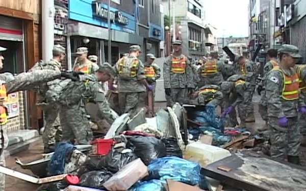 1BCT Flood Cleanup in Dongducheon, South Korea