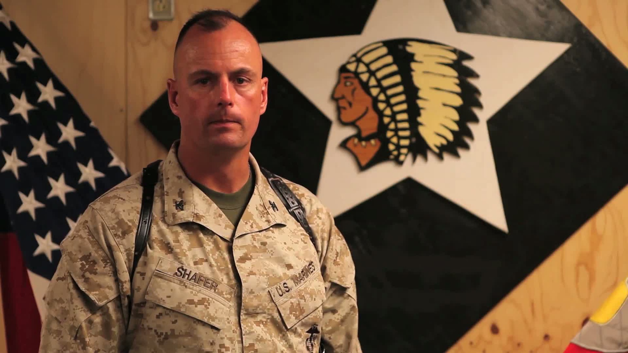 Colonel John Shafer, Commanding Officer, RCT-6 talks about R&R leave, operations with shaving cream, and extends gratitude to the students of Portsmouth Middle School, New Hampshire. Also available in high definition.