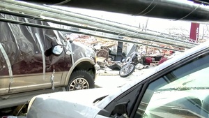 Broll Package Governor Mitch Daniels and Major General R. Martin Umbarger visit tornado struck Henryville, IN