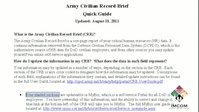 Civilian Record Brief How-To For Managers